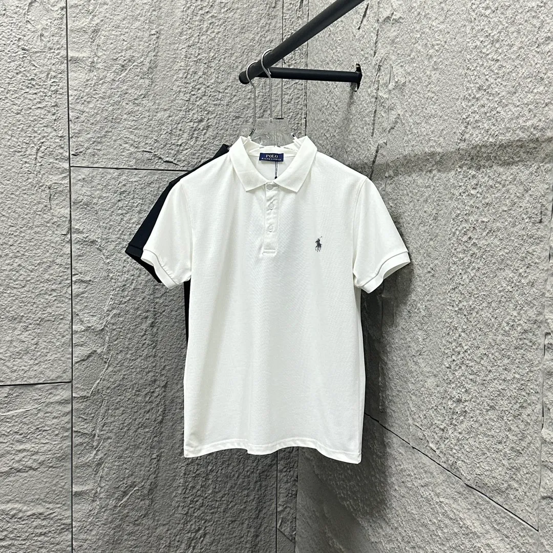 🅿️180 Ralph Lauren POLO 2025 Spring and Summer New Style Simple logo small embroidery pique fabric Short-sleeved polo for men and women Size: M L XL 2XL 3XL Color: Black White